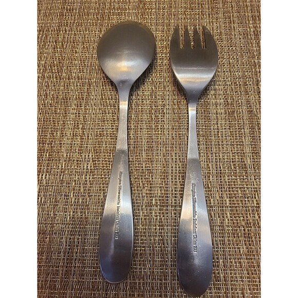 Hampton Silversmiths Messina Stainless Steel #235 Serving Spoon And Fork - Picture 5 of 8